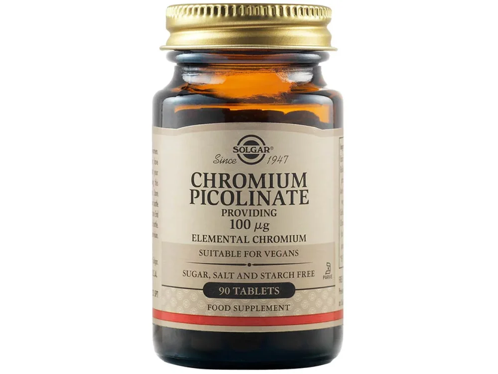 Solgar Chromium Picolinate 100μg Συμπλήρωμα Διατροφής από Πικολινικό Χρώμιο για Έλεγχο του Σακχάρου στο Αίμα, 90tabs