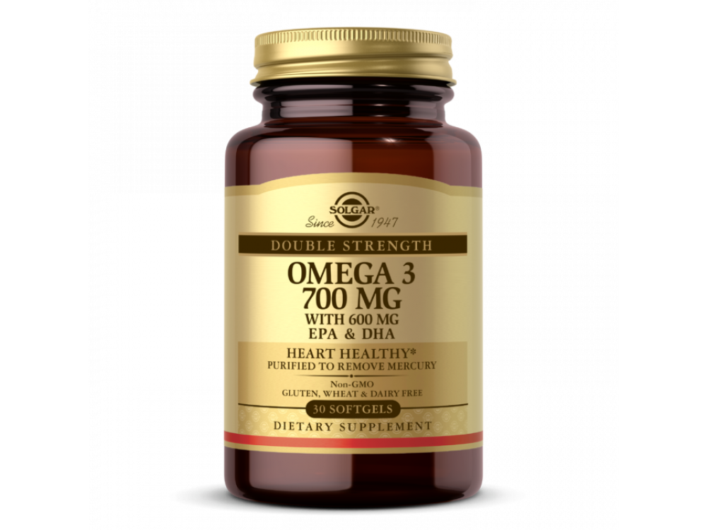 Solgar Omega 3 Double Strength Συμπλήρωμα Διατροφής με Ωμέγα 3 Λιπαρά Οξέα για την Υγεία του Εγκεφάλου & του Καρδιαγγειακού Συστήματος, 30softgels