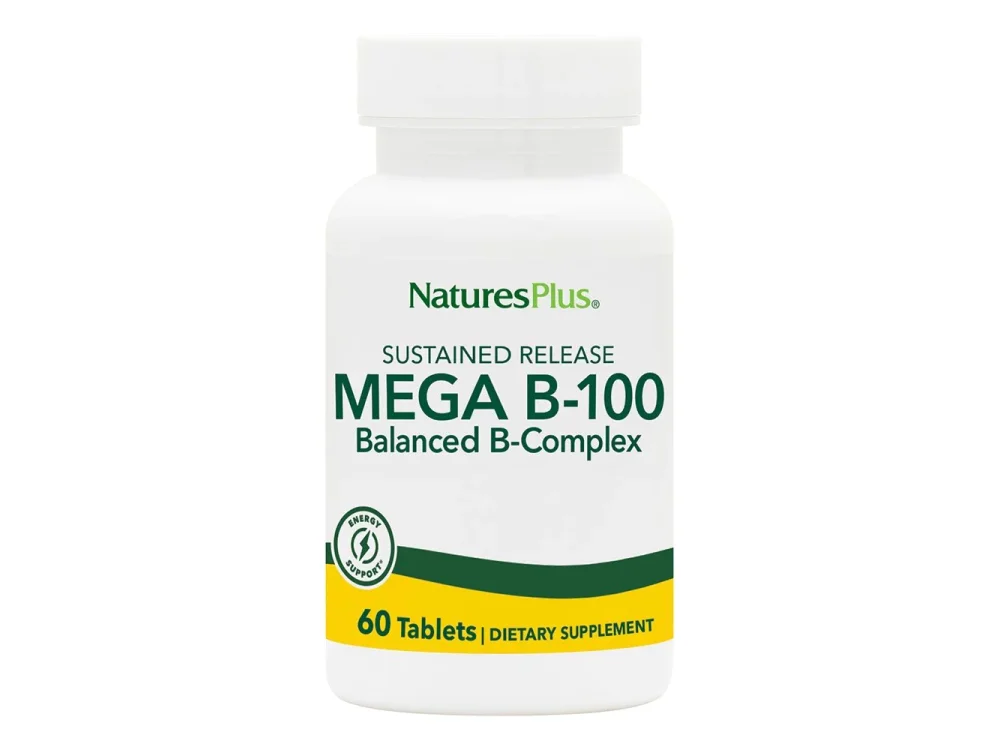 Natures Plus Mega B-100 Complex Ισχυρή Φόρμoυλα Βιταμινών Β, 60tabs