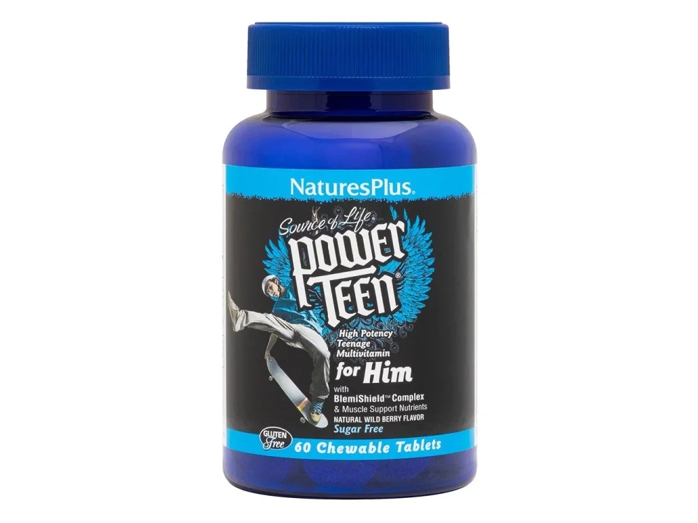 Natures Plus Power Teen for Him Πολυβιταμίνες για Αγόρια στην Εφηβεία, 60chew.tabs