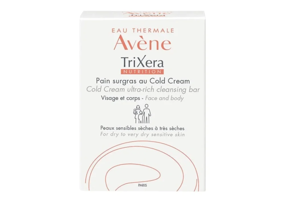 Avene Trixera Nutrition Pain Surgras Στερεή Πλάκα Καθαρισμού Πλούσια σε Cold Cream για Πρόσωπο & Σώμα, Ξηρό/Πολύ Ξηρό Δέρμα, 100gr