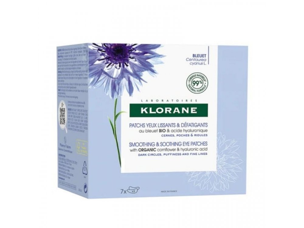 Klorane Bleuet Smothing & Soothing Eye Patches Χαλαρωτικές Κομπρέσες για Μάτια, 7x2τμχ