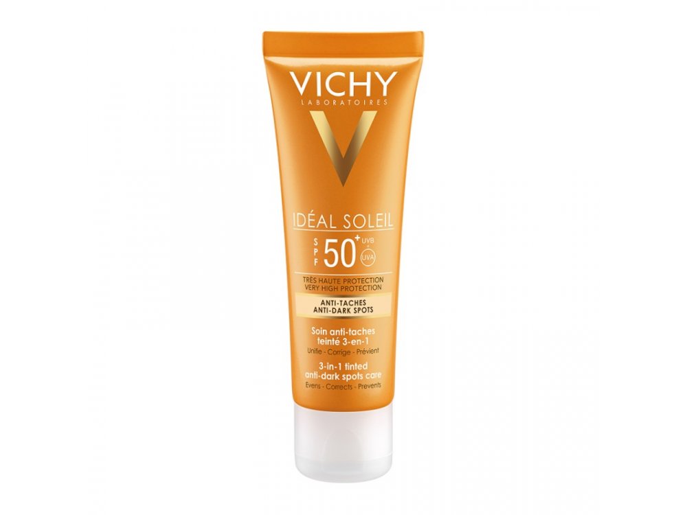 Vichy Ideal Soleil Anti Dark Spot Tinted, Αντηλιακή Κρέμα Προσώπου με Χρώμα μη Λιπαρής Υφής Κατά των Κηλίδων S