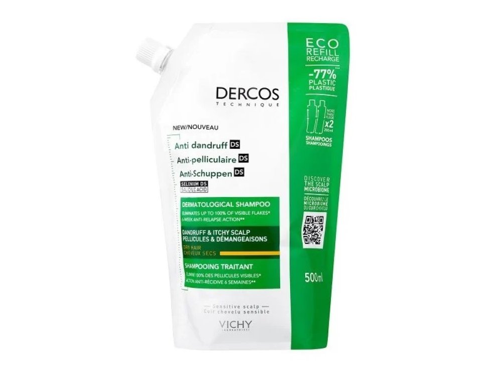 Vichy Dercos Anti-Dandruff DS Dry Refill, Σαμπουάν Κατά Της Πιτυρίδας Για Ξηρά Μαλλιά 500ml