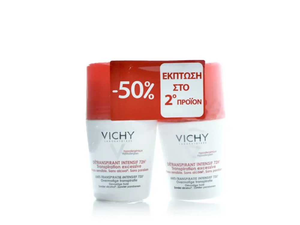 Vichy Promo (-50% στο 2ο Προϊόν) Deodorant 72h Stress Resist Αποσμητικό Roll-on 72ωρης Προστασίας, 2x50ml