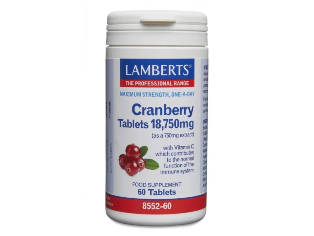 Lamberts Cranberry Tablets Κάψουλες με Κράνμπερι 18.750mg για την Υγεία του Ουροποιητικού, 60Caps