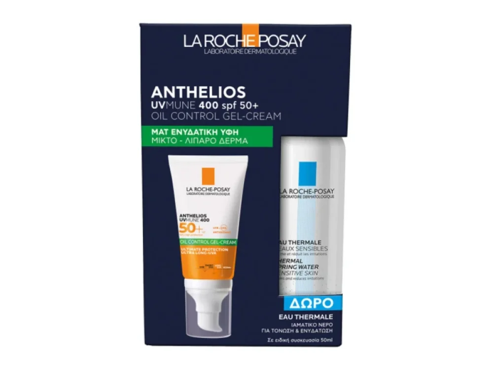 La Roche-Posay Promo Anthelios Uvmune 400 Oil Control Gel-Cream Perfumed SPF50+, 50ml & Δωρεάν Ιαματικό Νερό, 50ml, 1σετ