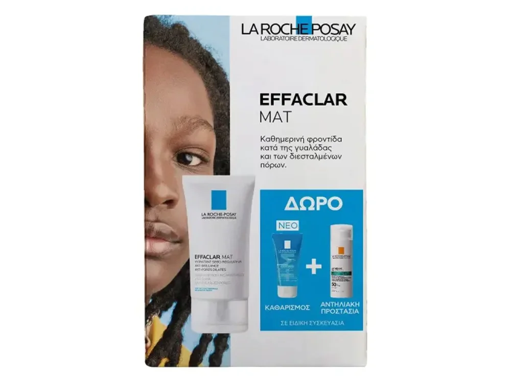 La Roche-Posay Promo Effaclar Mat Ενυδατική & Σμηγματορρυθμιστική Κρέμα Προσώπου, 40ml & Δώρο Effaclar Gel Αφρώδες Τζελ Καθαρισμού, 50ml & Anthelios Oil Correct SPF50+ Αντηλιακό Προσώπου, 3ml, 1σετ