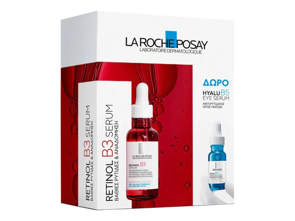 La Roche Posay Promo με Retinol B3 Serum Αντιρυτιδικός Ορός Αναδόμησης & Ανάπλασης με Βιταμίνη B3, 30ml & Δώρο Hyalu B5 Eye Serum Αντιρυτιδικός Ορός Ματιών, 5ml, 1σετ