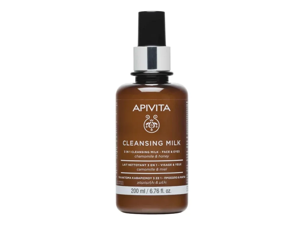 Apivita 3 in1 Cleansing Milk, Γαλάκτωμα Καθαρισμού 3 σε 1 Για Πρόσωπο & Μάτια Με Χαμομήλι & Μέλι, 200ml