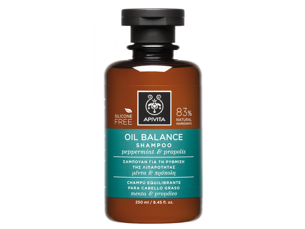 Apivita Oily Hair, Oil Balance Shampoo, Σαμπουάν για τα Λιπαρά Μαλλιά με Μέντα & Πρόπολη, 250ml