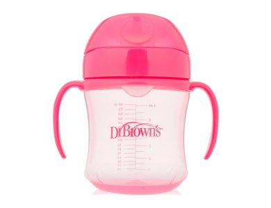 Dr. Brown's Κύπελλο με Καπάκι & Λαβές Ροζ 6m+ Χωρητικότητας 180ml, 1τμχ