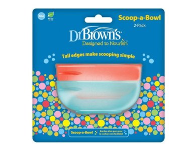 Dr. Brown's Scoop-a-Bowl Μπωλ Φαγητού Κόκκινο & Πράσινο, 2τμχ