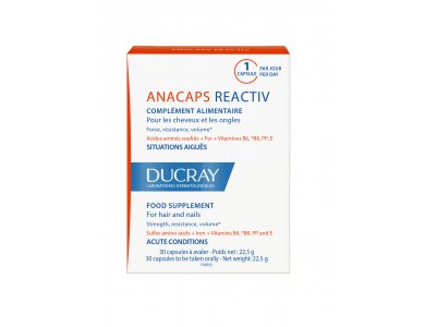 Ducray Anacaps Reactiv, Συμπλήρωμα Διατροφής για Μαλλιά και Νύχια 30Caps