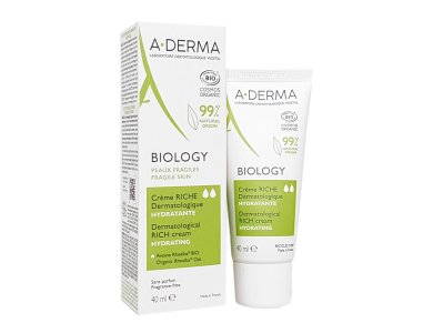 A-Derma Biology Moisturizing Cream Rich Texture Fragile Skin, Ενυδατική Πλούσιας Υφής Εύθραυστο Δέρμα, 40ml