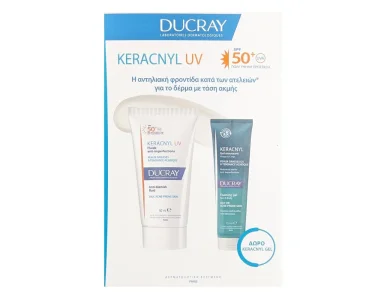 Ducray Promo Keracnyl UV SPF50+ Fluid Λεπτόρρευστη Αντηλιακή Κρέμα για Δέρμα με Τάση Ακμής, 50ml & Δώρο Keracnyl Foaming Gel, 100ml, 1σετ