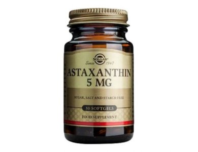 Solgar Astaxanthin 5mg Συμπλήρωμα Διατροφής Ασταξανθίνης, 30 Μαλακές Κάψουλες