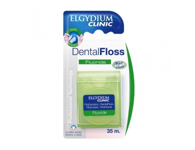 Elgydium Clinic Dental Floss Fluoride, Φθοριούχο Οδοντικό Νήμα Ελαφρώς Κηρωμένο 35m με Γεύση Μέντας, 1τμχ