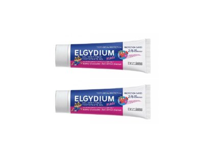 Elgydium Promo Pack Kids1000 ppm 2y+ Red Berries, Παιδική Οδοντόκρεμα με Γεύση Κόκκινων Φρούτων, 2x50ml, -50% στο 2ο Προϊόν