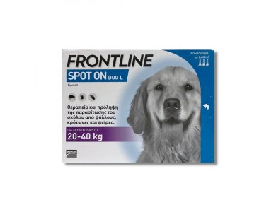 Frontline Spot-On Dog L,  Για Πρόληψη & Θεραπεία των Παρασιτώσεων του Σκύλου 20-40kg, 3τμχ