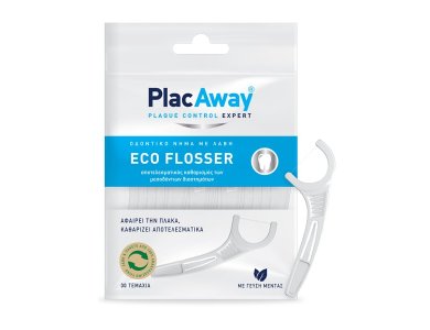 Plac Away Eco Flosser, Oδοντικό Νήμα με Λαβή, 30τμχ