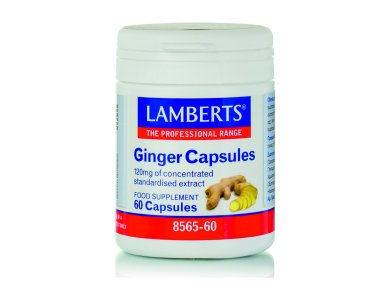 Lamberts Ginger 120mg, Πιπερόριζα Τζίντζερ για την Πεπτική Δυσλειτουργία, 60caps
