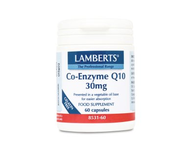 Lamberts Co-Enzyme Q10 30MG, Συνένζυμο Q10 για την Υγεία της Καρδιάς, Ενέργεια και Ενίσχυση του Ανοσοποιητικού Συστήματος, 60caps
