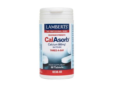 Lamberts CalAsorb - Calcium 800mg (as citrate) Ασβέστιο Υψηλής Απορρόφησης 60 Ταμπλέτες