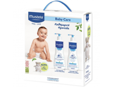 Mustela Baby Care Set με Gentle Cleansing Gel για Μαλλιά & Σώμα 500ml +Hydra-Bebe 500ml +Δώρο Αρκουδάκι, 1τμχ