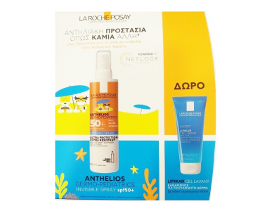 La Roche-Posay Anthelios Dermo-Pedriatics Spray Spf50+ 200ml & Lipikar Gel Lavant, Sensitive Skin 100ml