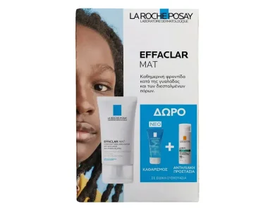 La Roche-Posay Promo Effaclar Mat Ενυδατική & Σμηγματορρυθμιστική Κρέμα Προσώπου, 40ml & Δώρο Effaclar Gel Αφρώδες Τζελ Καθαρισμού, 50ml & Anthelios Oil Correct SPF50+ Αντηλιακό Προσώπου, 3ml, 1σετ