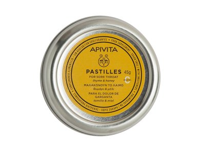 Apivita Pastilles, Παστίλιες με Θυμάρι & Μέλι για Πονόλαιμο & Βήχα, 45gr