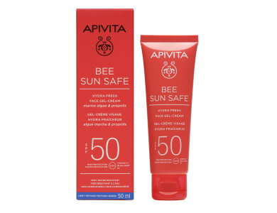 Apivita Bee Sun Safe Hydra Fresh Face SPF50, Ενυδατική Αντηλιακή Κρέμα Gel Προσώπου Ελαφριάς Υφής, 50ml