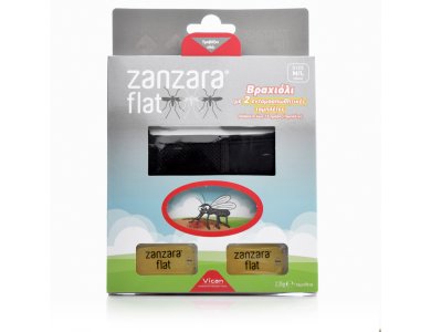 Vican Zanzara Flat, Εντομοαπωθητικό Βραχιόλι & 2 Εντομοαπωθητικές Πλακέτες M/L, Μαύρο