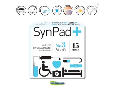 Syndesmos SynPad+ No3, Απορροφητικά Υποσέντονα μιας Χρήσης 60 x 90cm, 15τμχ