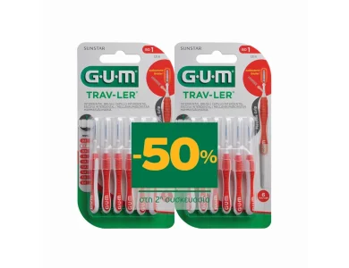 Gum Promo 1314 Trav-Ler Μεσοδόντια Iso 1 0.8mm Κυλινδρικό Κόκκινο, 2x6τμχ