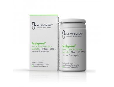 Nutramins Feelgood 60caps, Συμπλήρωμα Διατροφής για την μείωση άγχους, καλύτερη διάθεση και διαύγεια