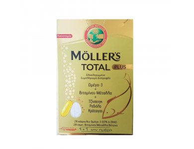 Mollers Total Plus 28caps Omega-3 & 28tabs Vitamins Ολοκληρωμένο Συμπλήρωμα Διατροφής