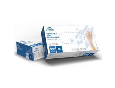 Intco Medical, Γάντια Βινυλίου Μιας Χρήσης Χωρίς Πούδρα Medium, 100τμχ