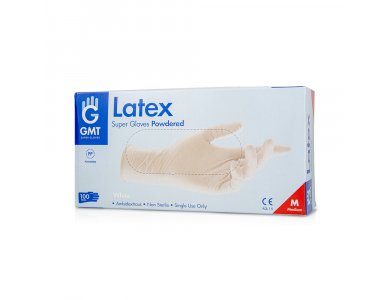 GMT  Εξεταστικά Γάντια Latex με πούδρα Medium, 100τεμ.