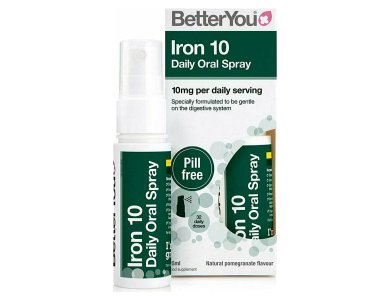 BetterYou Iron 10 Daily Oral Spray 10mg Per Daily Serving Συμπλήρωμα Σιδήρου με Γεύση Ρόδι, 25ml